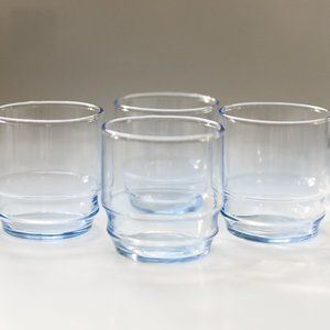 Vintage Azure Blue Rocks Glasses | Set 4 |